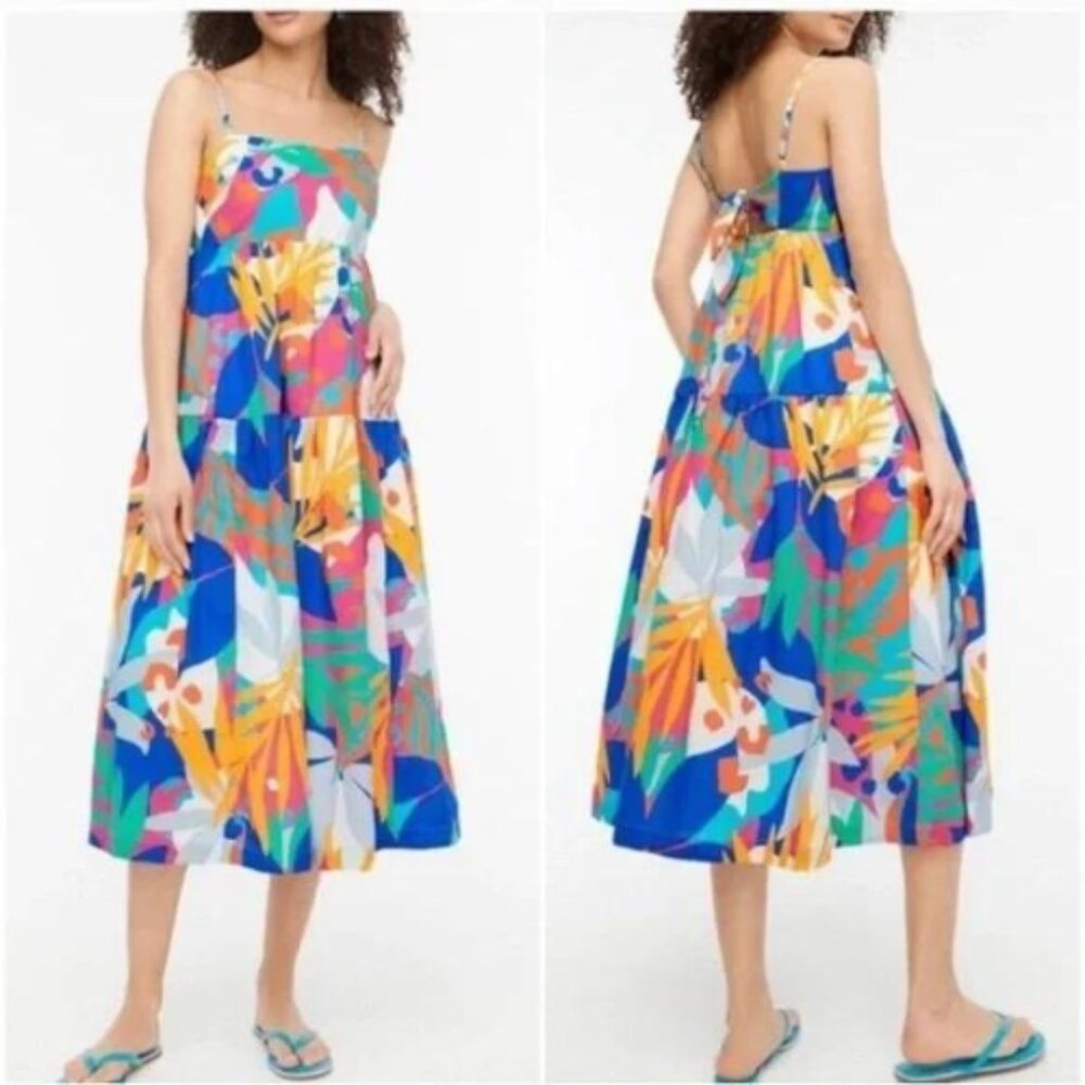 J. Crew Factory Colorful Abstract Maxi Dress 10P
